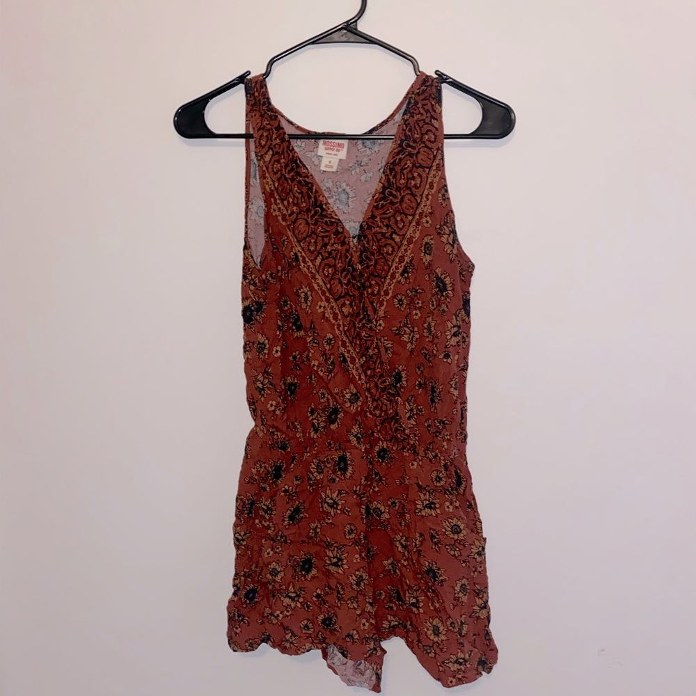 Sunflower pattern burnt orange romper